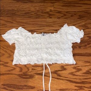 White Ruffled Crop Top